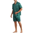 thumbnail image 4 of Conjunto de Pijamas de Satén INSPIRE CHIC para Hombre, Pijamas de Manga Corta de Dos Piezas con Bolsillos, Pijamas Suaves para Dormir en la Noche, Color Verde, 4 of 6