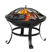 Fithood 22" Curved Feet Iron Brazier Wood Burning Fire Pit Decoration for Backyard Poolside
