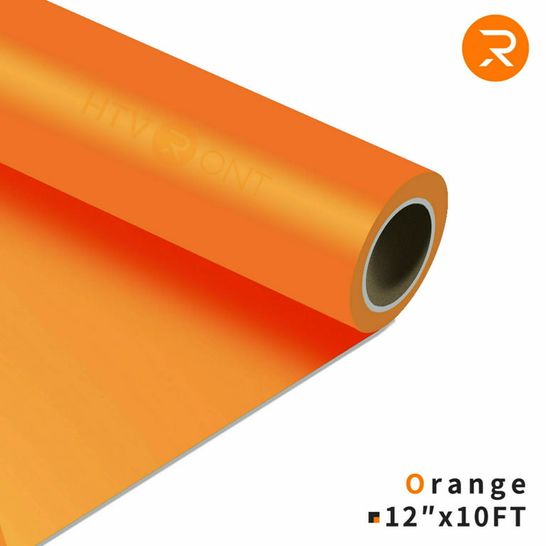 Orange Heat Transfer Vinyl Rolls - 12 x 10FT Orange Iron on Vinyl for  Shirts,Orange Iron on for Cricut & All Cutter Machine - Easy to Cut & Weed  for Craft Heat