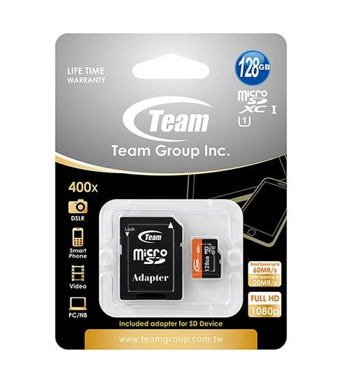 128GB Team microSDXC CL10 UHS1 400X HighSpeed Mobile phone memory
