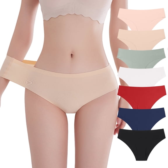 Figurecity Seamless Underwear for Women Ice Silk No Show Breathable Stretch Panties Multi Color Daily Wear 7 Pack S-XXL