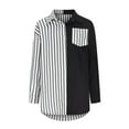 thumbnail image 4 of Button Down Shirts for Women Striped Color Block Roll Up Long Sleeve Dressy Casual Blouse Tops, 4 of 6
