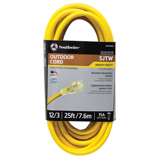 Southwire 2587SW8802 25' Yellow Extension Cord