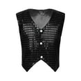 thumbnail image 3 of Rswnyirn Kids Boy Girl Glittery Sequined Vest Jazz Hip-hop Dance Waistcoat Jacket Costume Black 13-14, 3 of 7