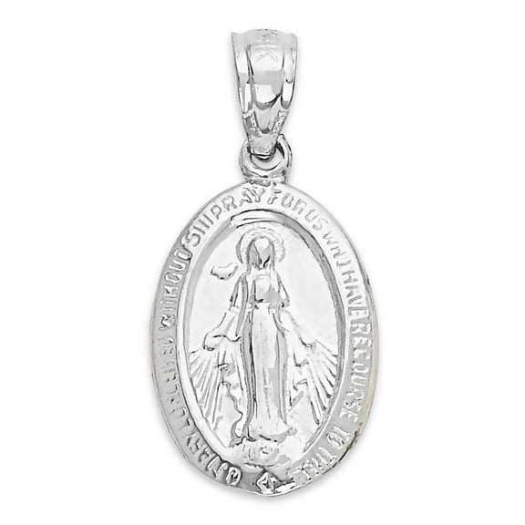 925 Sterling Silver Miraculous Medal Pendant - Dainty Oval Religious Guadalupe Pendant