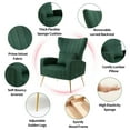 thumbnail image 5 of Newnno Contemporary Velvet Solid Print Armchair with Lumbar Pillow, Green, 5 of 5