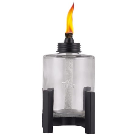 6 Pc, Tiki Black/Clear Glass/Metal 6.5 In. Elevated Tabletop Torch 1 Pc