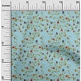 thumbnail image 1 of oneOone Viscose Jersey Sky Blue Fabric Flower & Leaves Watercolor Sewing Material Print Fabric By The Yard 60 Inch Wide, 1 of 5