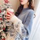 thumbnail image 4 of Jersey de cuello redondo coreano para mujer, suéter de manga larga, tejido de moda informal, Tops cómodos populares de Navidad, invierno, 2022, 4 of 5