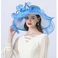 thumbnail image 4 of Women Sun Hat with Mesh Flower Decoration Wide Brim Hat Occasion Event Organza Fancy Church Dress Hat, 4 of 6