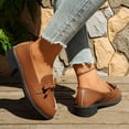 thumbnail image 4 of Womens Loafers Comfy Slip on Business Casual Shoes Soft Leather Bowtie Round Toe Low Heel Dressy Penny Loafers Brown Size 6, 4 of 7