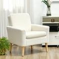 thumbnail image 2 of HOMCOM Fauteuil d'Appoint Teddy Rembourré Fauteuil Moderne avec Pattes en Bois Crème, 2 of 10