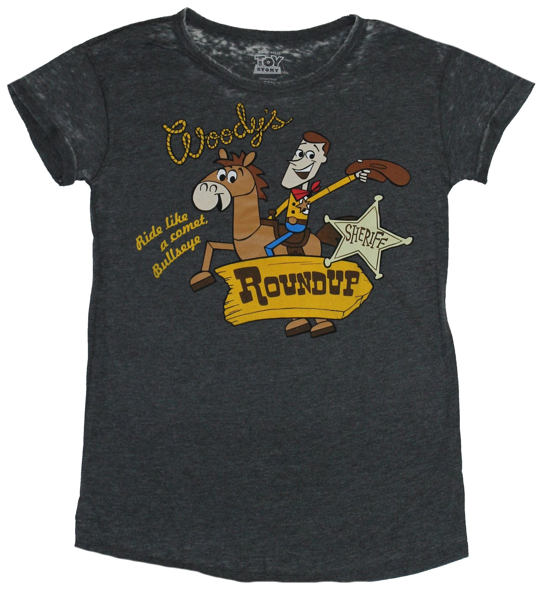 Toy Story Girls Juniors T-Shirt - Woody's Roundup Woody & Bullseye Image - Walmart.com