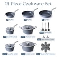 thumbnail image 3 of PRICUSIS 21-Piece Nonstick Pots and Pans Set, Induction Compatible, Stay-Cool Handle, Fully Coated, Dishwasher-Safe, Warp Resistant, Blueberry Gray, 3 of 8