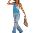 thumbnail image 3 of Arvbitana Women's Summer Knitting Vest Contrast Color Sleeveless V-Neck Side Strappy Slim Backless Tank Tops Clubwear, 3 of 6