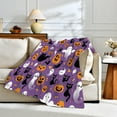thumbnail image 4 of Halloween Ghost, Pumpkin & Bat Blanket, Soft Flannel Warm Throw, Couch/Bed/Outdoor Party Blanket, Machine-Washable Holiday Decor Throw(59Ã51.18in), 4 of 5