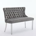 thumbnail image 4 of Velvet Double Dining Loveseat Bench with Tufted Back & Stainless Steel Legs, Gray, 4 of 22