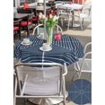 thumbnail image 4 of Outdoor Tablecloth with Umbrella Hole & Zipper, Navy Blue Striped Round Tablecloth 54 Inch, Farmhouse Stripes Geometric Abstract Patio Table Cover Waterproof Table Cloth for Picnic/Party, 4 of 7