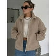 thumbnail image 4 of Chaqueta de Invierno para Mujer, , de Larga, con Cremallera, Corta, Cálida, para Otoño, para Hacer Ejercicio Caqui L, 4 of 8