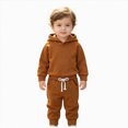 thumbnail image 5 of Zuwimk Boys And Girls 2-Piece Solid Color Hoodie Jogger Set, Athletic Outfits Elastic Waistband, Big Boy Girls Toddler Activewear(T075-Brown), 5 of 9