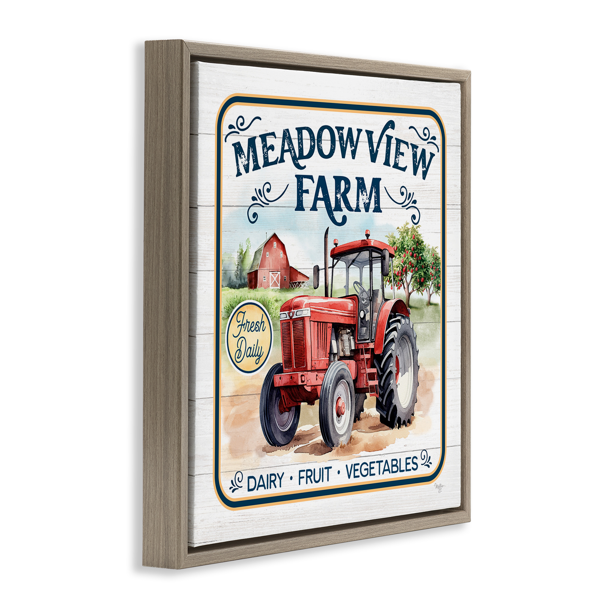 Stupell Industries Meadowview Farm Tractor Transportation Painting Brown Floater Framed Canvas Art Print Wall Art, 25 x 25