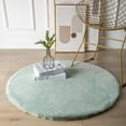 thumbnail image 2 of Soft Fluffy Faux Rabbit Fur Area Rugs, Indoor Decor Mat, 3 x 3 Feet, Round Green, 1 Pack, 2 of 5