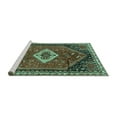thumbnail image 2 of Ahgly Company Machine Washable Indoor Square Persian Turquoise Blue Traditional Area Rugs, 4' Square, 2 of 4