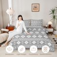thumbnail image 4 of Manfei Boho Aztec Tribal Queen Comforter Set, Bohemian Geometric Comforter Sets Queen, White, Gray Reversible 3 Pieces, 1 Comforter and 2 Pillowcases, 4 of 6