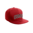 thumbnail image 1 of Original Team Coach Snapback Hat Classic Layered Arched Letters Flat Bill Cap (Red Hat White Black Letters), 1 of 3