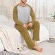 thumbnail image 5 of Conjunto de pijama informal de estilo masculino, camisa de manga larga con cuello redondo y cordón en la cintura, pantalones largos holgados para el hogar, pantalones cortos de manga corta de poliéste, 5 of 7