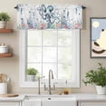 thumbnail image 3 of Marine Life Octopus Seahorse Valances for Windows,Kitchen Valance Rod Pocket Short Curtain, Watercolor Corals Fish Valance Curtain Window Valances for Bedroom Bathroom Living Room 60x18in, 3 of 9