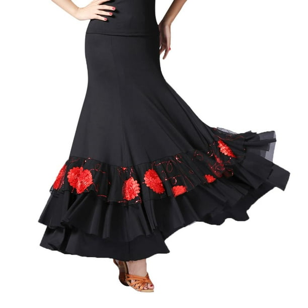 Disfraz de Danza Del Vientre para Mujer Danza Del Vientre, Danza Completa - de para Disfraces Negro + Rojo Macarena Vestido de baile latino