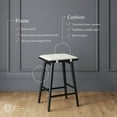 thumbnail image 3 of Nathan James Barker Counter Height Solid Wood Barstool with Upholstered Cushion, Backless Island Stool with Rubberwood Legs and Natural Textured Linen Upholstery for Kitchen, Black/White, 3 of 7