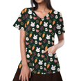 thumbnail image 2 of Women's Easter Day Scrubs Top Short Sleeve Plus Size Scrubs Nursing Uniforms for Women Stretch Nursing Medical Scrubs T Shirts with Pockets, 2 of 5