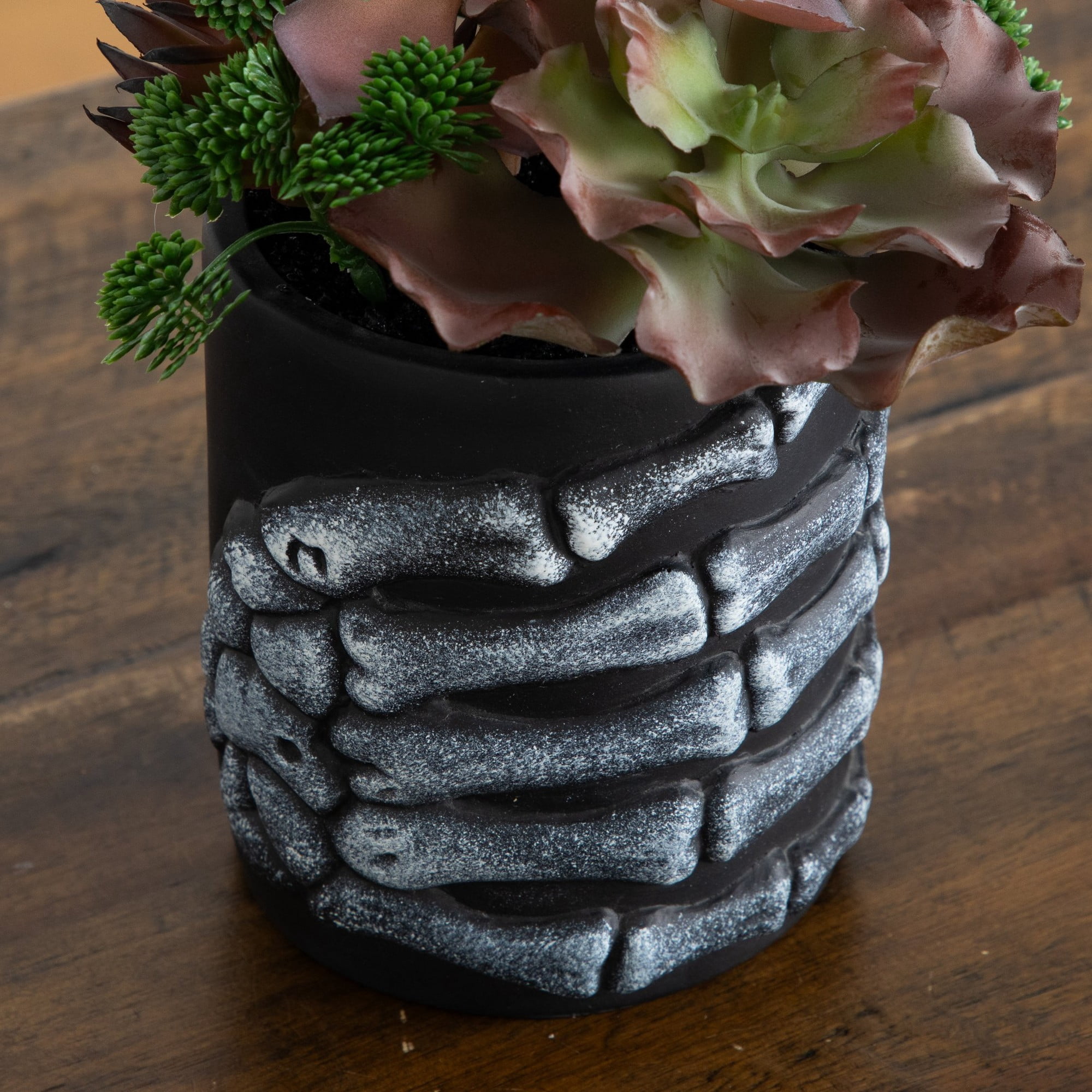 9in. Artificial Halloween Succulent Garden in Skeleton Hand Planter
