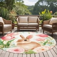 thumbnail image 5 of Easter Rabbit Area Rugs 8ft Spring Country Bunny Pink Roses Floral Leaf Floor Rug Non Slip Low Pile Ultra Soft Large Circle Carpet for Living Room Bedroom Dining Room, 5 of 9