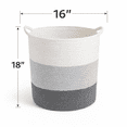 thumbnail image 3 of Orino 18"x16" Extra Large Storage Baskets with Handle-Cotton Rope Laundry Basket-Toy Storage Organizer-Soft Baby Kid Nursery Hamper Organizer-Tall Woven Basket Toy Storage Bin(Black+Grey+Beige), 3 of 7