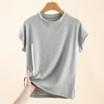thumbnail image 2 of fatyb Womens Cap Sleeve T Shirts Casual Crew Neck Comfy Tee Tops for Women Loose Summer Plain Tshirts, 2 of 6