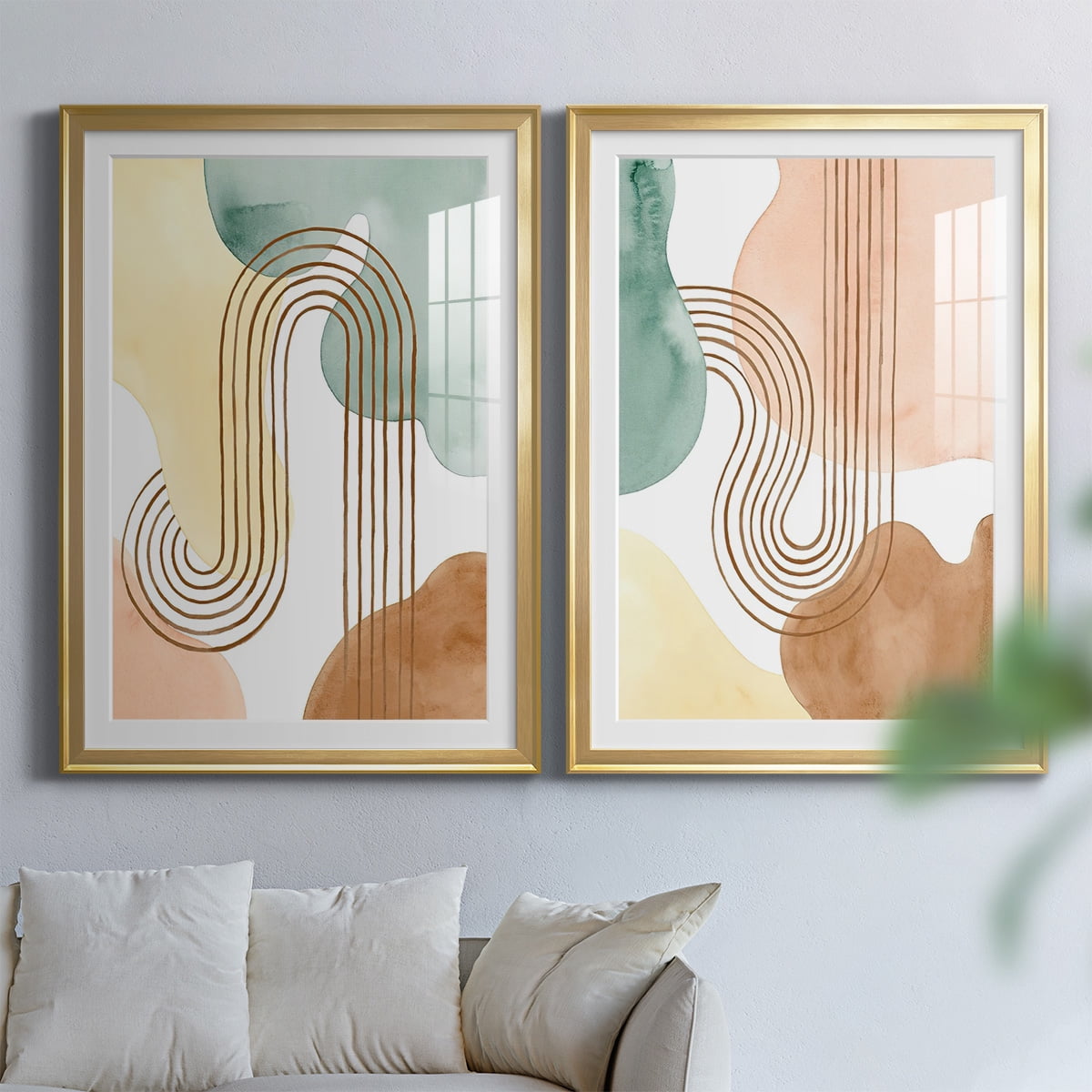 Wexford Home Spring Shapes I Premium Framed Print, 26.5" x 36.5" - Ready to Hang, Gold (Set of 2)