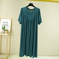 thumbnail image 2 of Feancey Casual Nightgowns for Women Short Sleeve Pleated Sleep Dress Solid Color Loose Modal Nightdress Soft Cozy Loungewear Flash Sale Of The Day Green L, 2 of 5