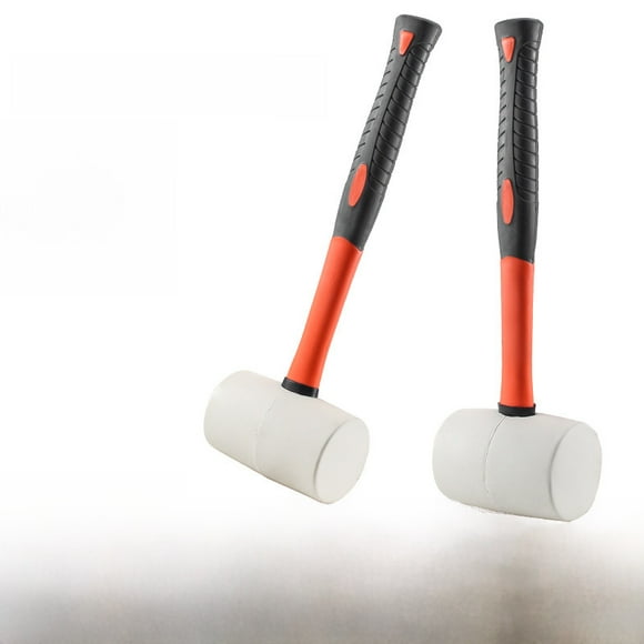 44oz (1247g) Anti-Explosion Anti-Vibration White Rubber Mallet with Plastic-Coated Handle - Versatile Construction Tool for Floor Tiling, Tile Installation, Electrical, Plumbing & Window Work -