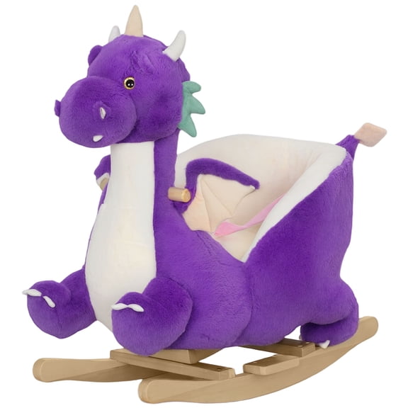 Purple Dragon Ride-On Rocking Horse with Roar Sound&Safety Belt, Toddler Toy for Ages 18-36 Months