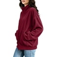thumbnail image 6 of Corduroy Zip Up Jacket for Women Stand Collar Long Sleeve Oversized Casual Outerwear Relaxed Fit Fall Coat, 6 of 8