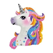 36" Neon Unicorn Head Shaped Helium Mylar Balloon (61886)