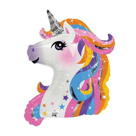 36" Neon Unicorn Head Shaped Helium Mylar Balloon (61886)
