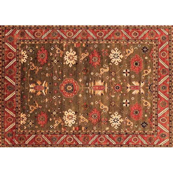 Ahgly Company Indoor Rectangle Oriental Orange Traditional Area Rugs, 2' x 3'