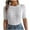 White, variant on Women's Short Sleeve Crewneck T Shirt Summer Ribbed Knit Slim Fit Basic Solid Color Tee Tops Khaki L
