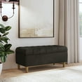 thumbnail image 2 of HomePop Button Tufted Storage Bench, 40"W x 18"D x 18"H, Chocolate Brown Velvet, 2 of 8