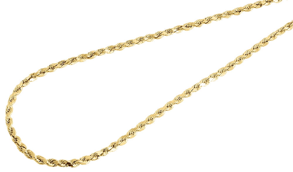 Mens or Ladies 10K Yellow Gold 2.5mm D/C Hollow Rope Chain Necklace 20
