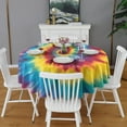 thumbnail image 2 of Colorful Rainbow Tie Dye Spiral Pattern Round Tablecloth 60"x60",Wrinkle Wipeable Table Cloth for Kitchen Dining Room Picnic Patio Party, 2 of 6